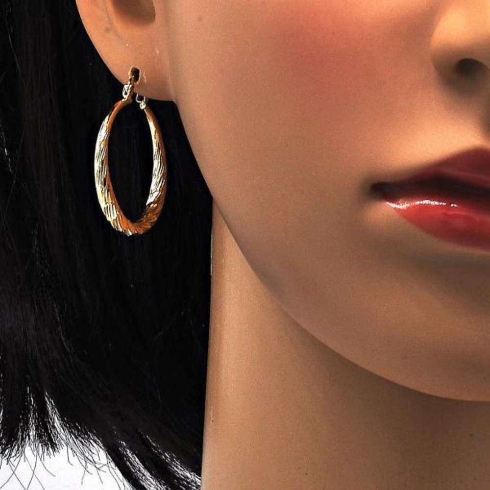 Gold Plated Medium Hoop, Hollow Design - Picture 2 of 3